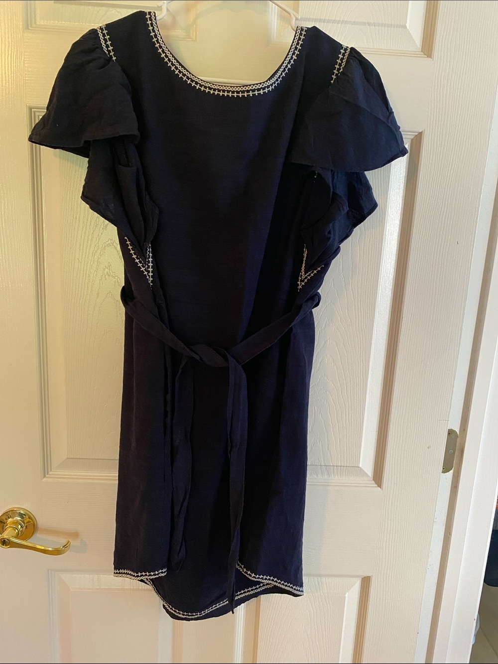 Navy Gap Embroidered Flutter Sleeve Dress